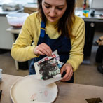Rebecca Brown working in her studio 2019
